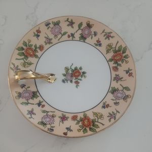 Noritake lemon dish nappy handled plate M wreath marking vintage